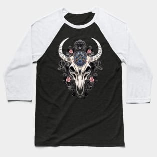 Western Cow skull 2 Baseball T-Shirt